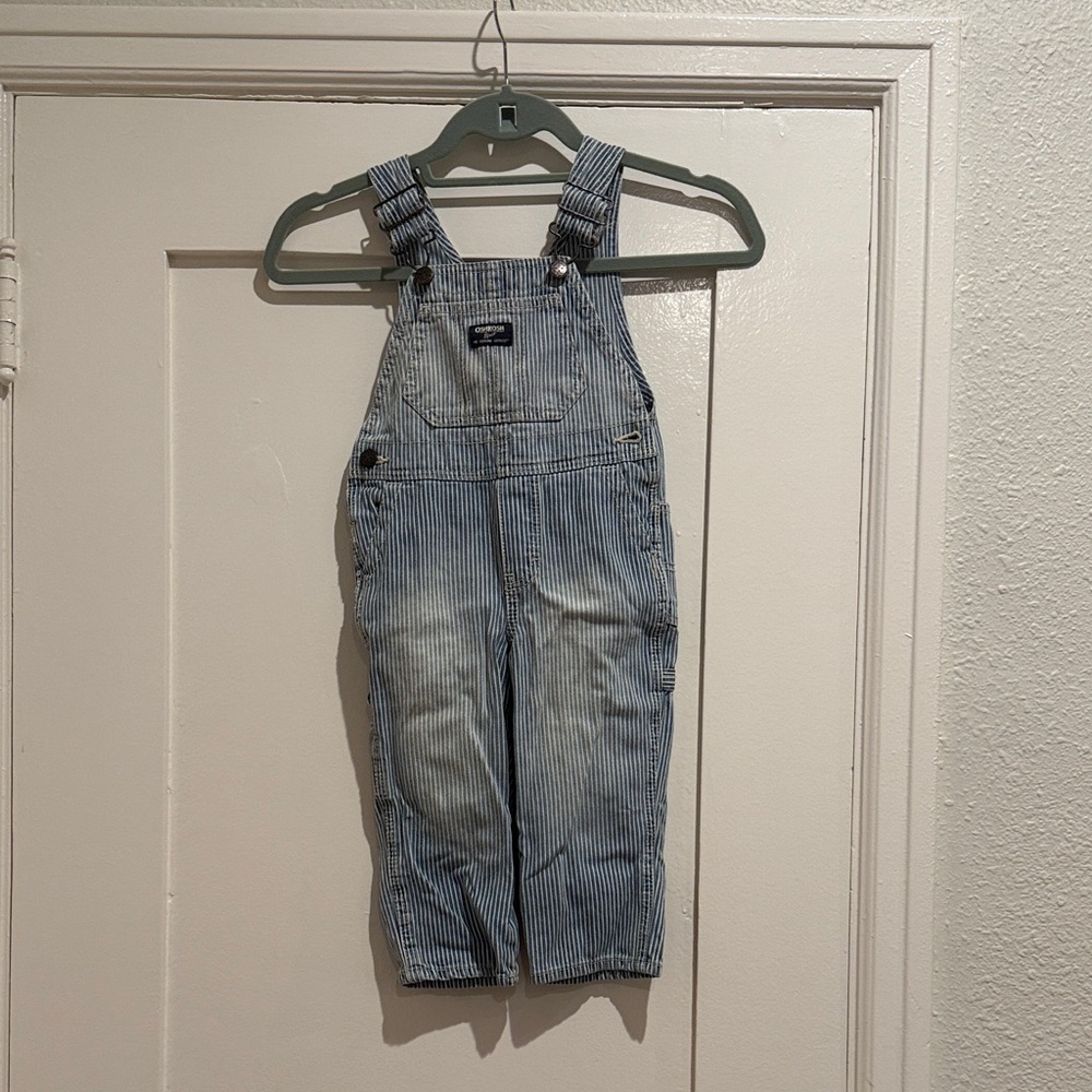 OshKosh B'gosh Blue and White Engineer Striped Overalls